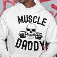 Damen Muscle Daddy Gewichtheber Skelett Langhantel Papa Workout Mit-Ausschnitt Kapuzenpullover Lustige Geschenke