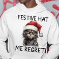 Christmas Cat Santa Hat Festive Hat Me Regret Hoodie Unique Gifts