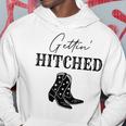Getting Hitched Bride Western Bachelorette Party Hoodie Unique Gifts