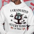 I Graduated Graduate Class 2024 Black Cat Graduation Hoodie Funny Gifts