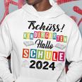 Kinder Tschüss Kindergarten Hallo Schule 2024 Kita Abgänger Kapuzenpullover Lustige Geschenke