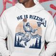 He Is Rizzin Jesus Playing Basketball Meme Christian Hoodie Unique Gifts