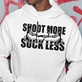 Shoot More Suck Less Hunting Lovers Hunter Dad Husband Hoodie Funny Gifts