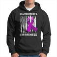 Alzheimer's Awareness Usa Flag Purple Ribbon Hoodie