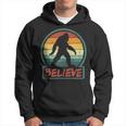 Bigfoot Believe Retro Sasquatch Cryptid Sunset Silhouette Hoodie