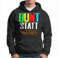 Bunt Statt Braun Hoodie, Farbblock-Schrift Design, Schwarzes Tee