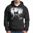 Cat Solar Eclipse 2024 Totality Meme Retro Cat Selfie Hoodie