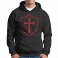 Distressed Knights Templar Cross And Shield Crusader Hoodie