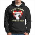 Love Animals Don't Eat Them Vegan Vegetarian Cow Face Hoodie