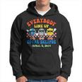 Retro Everybody Line Up Total Solar Eclipse 2024 Earth Moon Hoodie