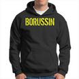 Schwarzes Hoodie mit gelbem BORUSSIN Schriftzug, Fußballfan Bekleidung