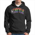 Seattle Arched Style Text Progress Pride Pattern Hoodie