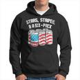 Stars Stripes & A Six Pack Beer Can Us Flag 4Th Of July Hoodie