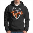 Tigers School Sports Fan Team Spirit Cute Heart Tigers Hoodie