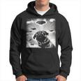 Ufo Flying Alien Uaps Pug Selfie Retro Hoodie