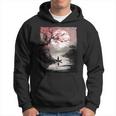 Vintage Cherry Blossom And Fishing Woodblock Japanese Hoodie