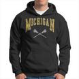 Vintage Michigan Lacrosse Distressed Lax Player Michigan Fan Hoodie