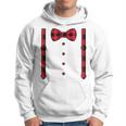 Buffalo Plaid Hearts Bow Tie & Suspenders Valentine's Day Hoodie