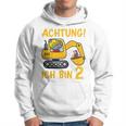 Children's Achtung Ich Bin 2 Jahre Alt 2Nd Birthday Digger Rhino Kapuzenpullover