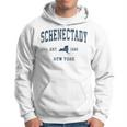 Schenectady New York Ny Vintage Sports Navy Print Hoodie