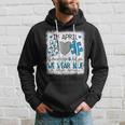 In April We Wear Blue For Autism Awareness Peace Love Autism Hoodie Gifts for Him