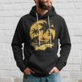 On Back Tropical Palm Trees Sailboat Beach Island Sunset Hoodie Gifts for Him