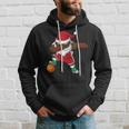 Basketball Dabbing Black African American Santa Claus Hoodie Gifts for Him