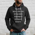 Black Nail Polish Eyeliner Fishnets Combat Boots Hoodie Gifts for Him