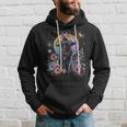 Graphic Cat Witchy And Flowers Cats With Crescent The Moon Hoodie Gifts for Him