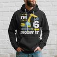 Construction Truck 6Th Birthday 6 Years Old Digger Excavator Hoodie Gifts for Him