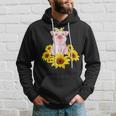 Cute Piggy With Sunflower Tiny Pig With Bandana Hoodie Gifts for Him