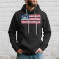 Distressed American Usa Flag With Peace Sign Hoodie Gifts for Him