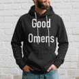 Good Omens Schwarz Hoodie mit Weißer Schrift Unisex, Engel & Dämon Design Geschenke für Ihn