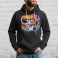 Total Solar Eclipse 2024 Colorful Beagle Dog Wearing Glasses Hoodie Gifts for Him