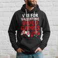 V Is For Video Games Valentines Day Gamer Boy Men Hoodie Gifts for Him
