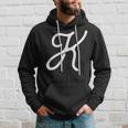 Vintage-Style Letter K Initial Monogram Script Font Hoodie Gifts for Him