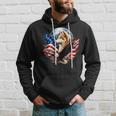 Wolf Bald Eagle American Flag Full Moon New Years Wolf Lover Hoodie Gifts for Him