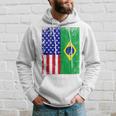 Brazilian American Flag Half Brazil Half Usa Pride Hoodie Gifts for Him