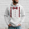 Buffalo Plaid Hearts Bow Tie & Suspenders Valentine's Day Hoodie Gifts for Him