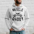 Damen Muscle Daddy Gewichtheber Skelett Langhantel Papa Workout Mit-Ausschnitt Kapuzenpullover Geschenke für Ihn