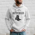 Getting Hitched Bride Western Bachelorette Party Hoodie Gifts for Him