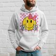 Retro Happy Face With Bow And Checkered Pattern Smile Face Hoodie Gifts for Him