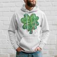 Shamrock Sequin Effect St Patrick's Day Four Leaf Clover Hoodie Gifts for Him