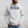 Vintage Michigan Blue Maize Retro Font Michigan Hoodie Gifts for Him