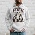 Vintage Wrestler Free Hugs Humor Wrestling Match Hoodie Gifts for Him
