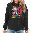 9 Years Old Unicorn Dabbing 9Th Birthday Girl Unicorn Party Women Hoodie