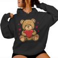Adorable Osito De Peluche Con Corazón- Peluche De Amor Cuello Sudadera con capucha para mujer