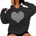 Black White Houndstooth Pattern Heart Girls Women Hoodie