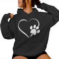 Dog Paw Print Heart For Mom For Dad Women Hoodie