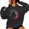 Horse Patriotic Equestrian 4Th Of July Usa American Flag Women Hoodie